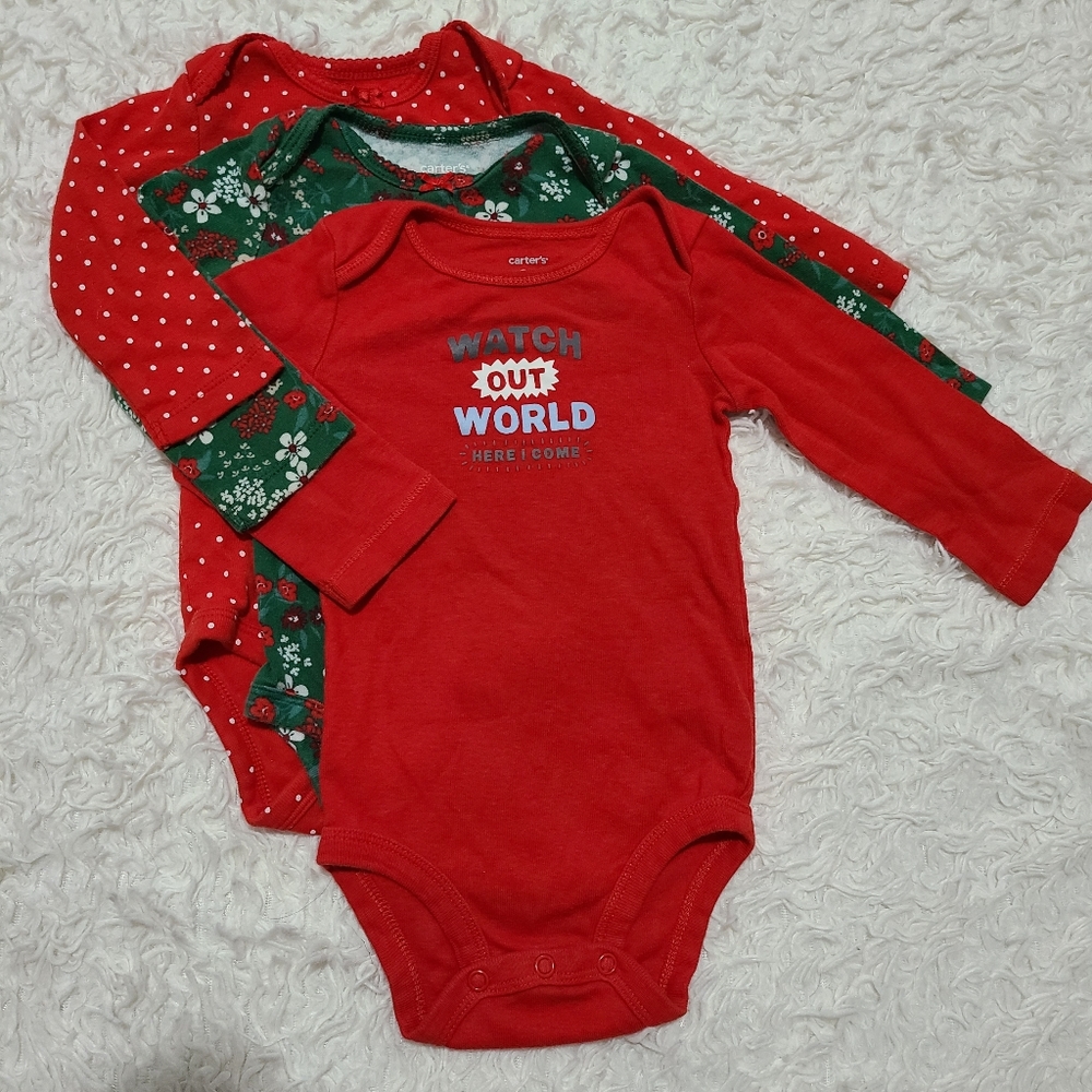3-Pack Baby Girl Long Sleeve Onesies